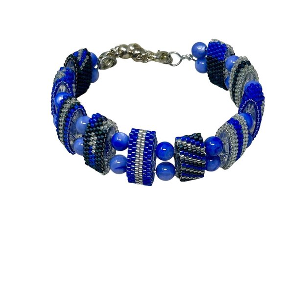 2 Handcrafted Bracelets: Mixed Metal Coin Design &‎ Blue Beaded - Picture 8 of 8